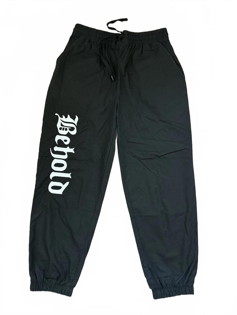 dcpl Black Joggers with White Embroidery BEHOLD Lettering Size M